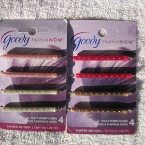 4 Goody Anita Bobby Slides Hair Pins Pearl Pink Magenta Beige White Gold Spots